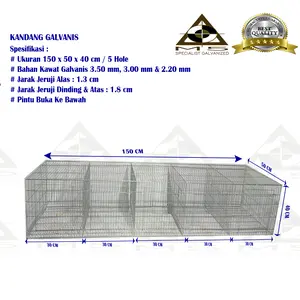 Kandang Kelinci Galvanis - Pembesaran/Growher 150.50.40/5 Hole
