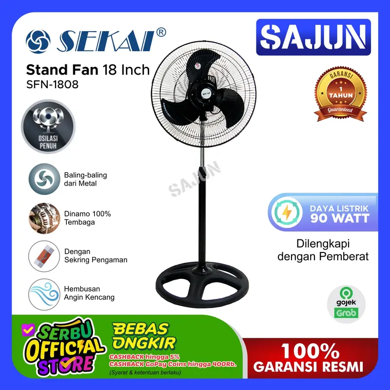 SEKAI Metal Stand Fan SFN1808 Kipas Angin 18 Inch SFN 1808 0