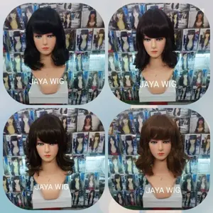Wig Curly Sebahu Rambut Palsu Wanita Keriting Pendek