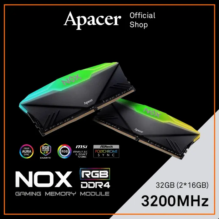 Gambar Memory RAM PC APACER NOX RGB DDR4 2X16GB 3200MHZ dari KomputerMedan OS Kota Medan 5 Tokopedia