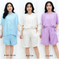 Gambar Set Piyama Baju Tidur Wanita Stelan Rayon Polos Kancing dari Mostrella Kota Tangerang 1 Tokopedia