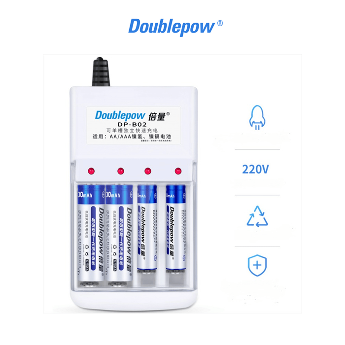 Gambar Charger Baterai DOUBLEPOW 6 slot AA/AAA with 6PCS AA 1200mAh - DP-B06 dari Doublepow Official Store Kota Administrasi Jakarta Barat Tokopedia
