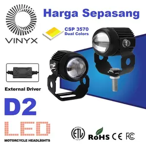 LAMPU TEMBAK LASER LED D2 MOTOR MOBIL 20WATT 2 WARNA PUTIH KUNING MINI Car