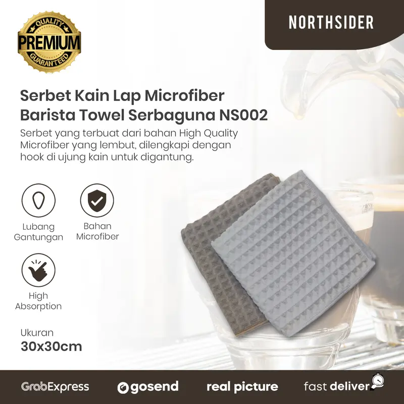 Serbet Kain lap microfiber 30x30cm serba guna - barista towel NS002 0