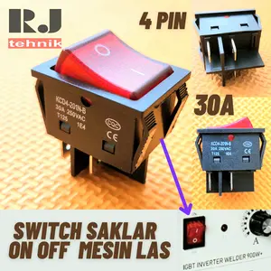 Switch Saklar Mesin Las On Off 4 Pin Kaki 30A Merah Travo Las