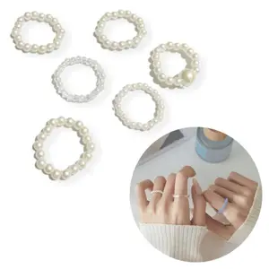 Cincin Mutiara Korea Aneka Bentuk Elastis Korean Fashion Pearl Ring