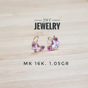 GIWANG ANTING EMAS TOGE ANAK ANAK FANCY WARNA LUCU