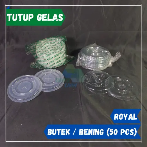 Tutup Gelas Butek/Bening Royal untuk Gelas Cup 10-16 oz isi 50 pcs