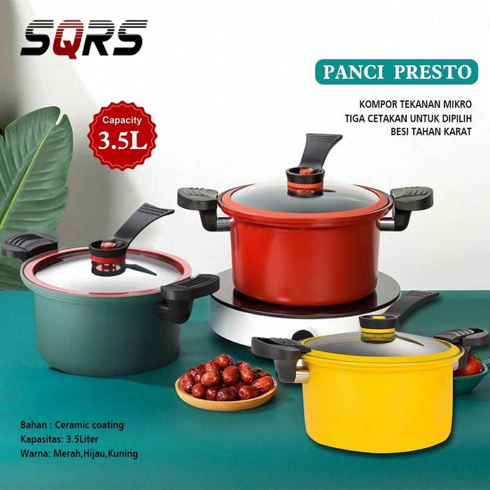 Gambar Panci Presto Teflon 22 cm AM Micro Pressure Cooker Pot 3.5L dari Formiana Kota Surabaya Tokopedia