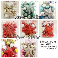 Gambar Mainan bola natal top bintang mika 30in1/ hiasan pohon natal lengkap dari Veebee.Store Kota Surabaya 1 Tokopedia