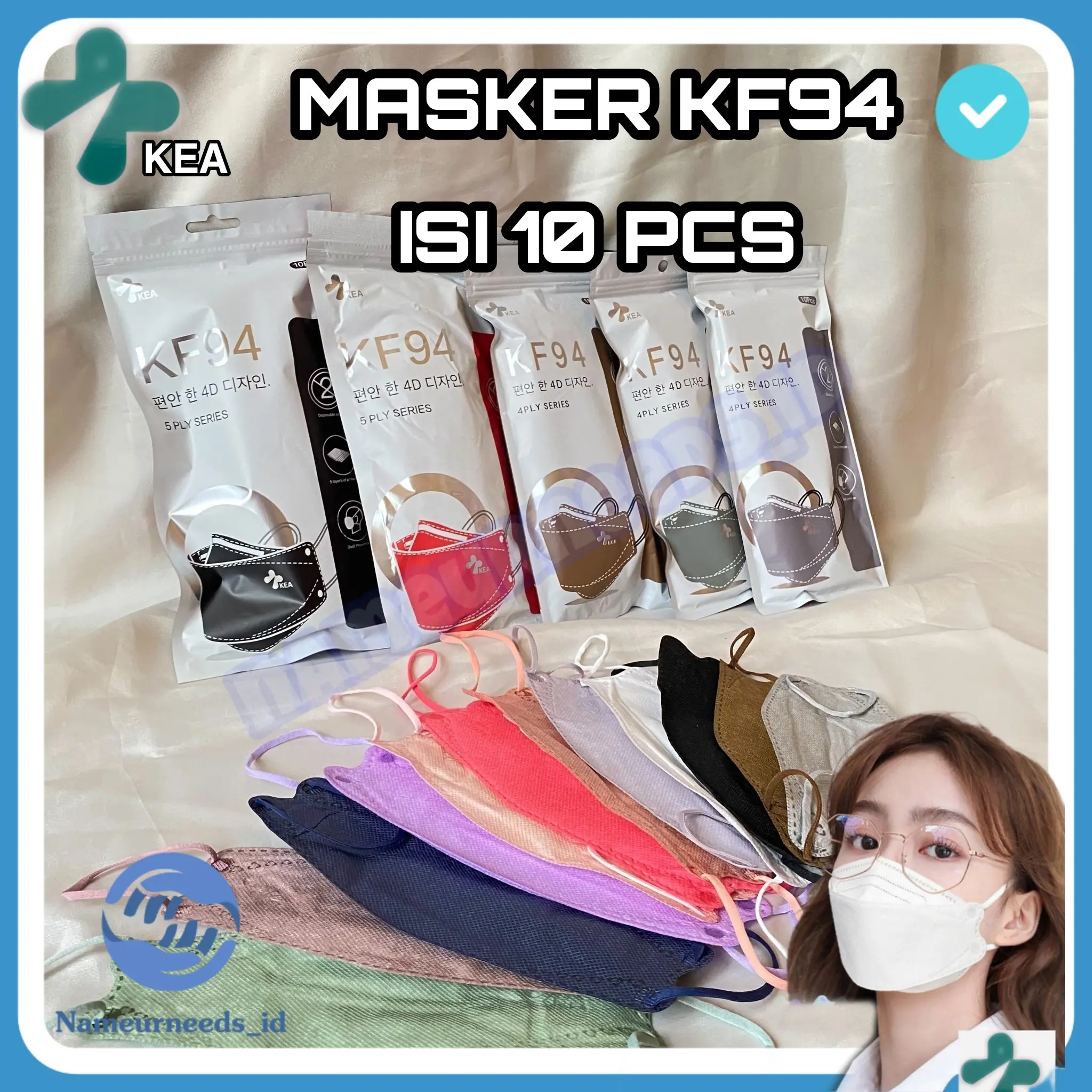MASKER KF94 KEA PREMIUM 5PLY KOREA 10 PCS WARNA WARNI DISPOSABLE MASK