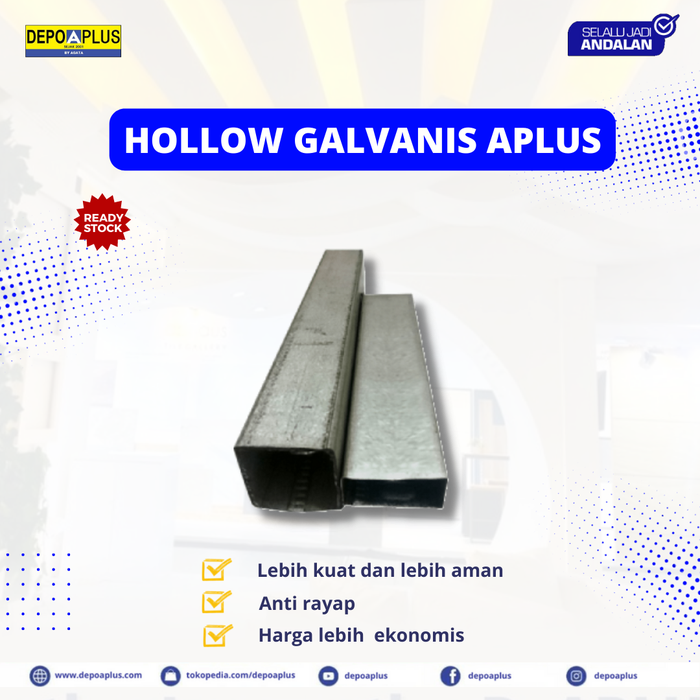 Gambar Hollow Galvanis Aplus 4 x 4 Tebal 0,5 mm Tali Hitam dari Depo Aplus Bandung Kota Bandung Tokopedia