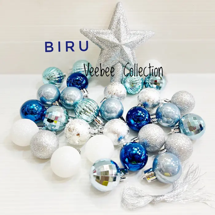 Gambar Mainan bola natal top bintang mika 30in1/ hiasan pohon natal lengkap dari Veebee.Store Kota Surabaya 2 Tokopedia