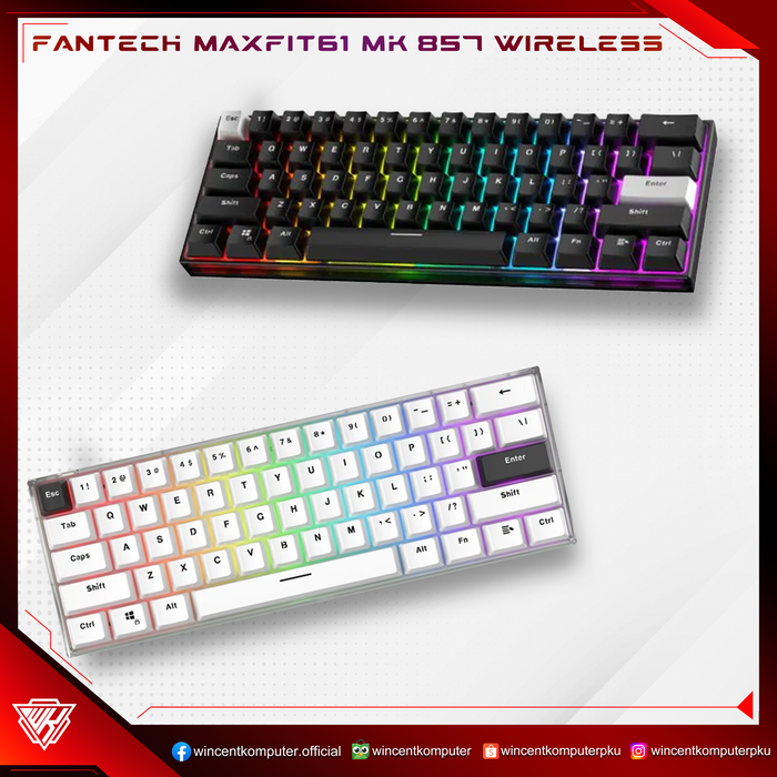 Gambar Keyboard Gaming Wireless Fantech MAXFIT61 FROST MK857 FROST WIRELESS dari wincent komputer Kota Pekanbaru Tokopedia