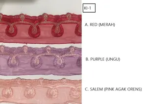 RENDA KI-1 MERAH, UNGU, SALEM (PINK AGAK ORENS) Lebar: 6,6 cm