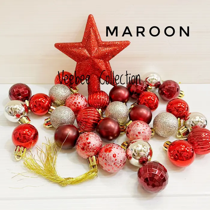 Gambar Mainan bola natal top bintang mika 30in1/ hiasan pohon natal lengkap dari Veebee.Store Kota Surabaya 4 Tokopedia
