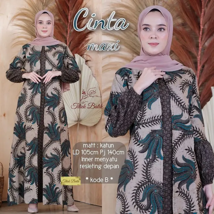 Gambar Baju dress gamis cardi wanita jumbo ld 120 batik katun motif kobes dari tabasama Kota Pekalongan 4 Tokopedia