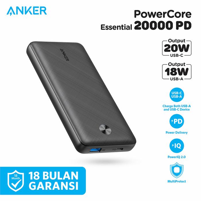 Gambar PowerBank Anker PowerCore Essential 20000 Mah PD - A1287 dari Anker Indonesia Grosir Jakarta Utara Tokopedia
