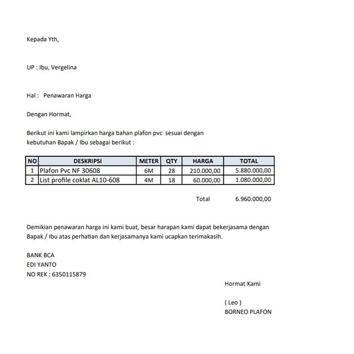 Gambar orderan ibu vergelina dari Kapuas pvc Kota Tangerang Tokopedia