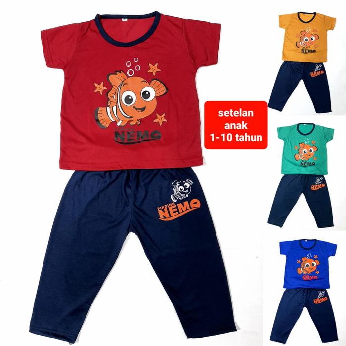 Gambar Setelan anak laki-laki 1-10 tahun CP baju anak cowok gambar nemo dari LINGLANG FASHION Kota Administrasi Jakarta Barat Tokopedia