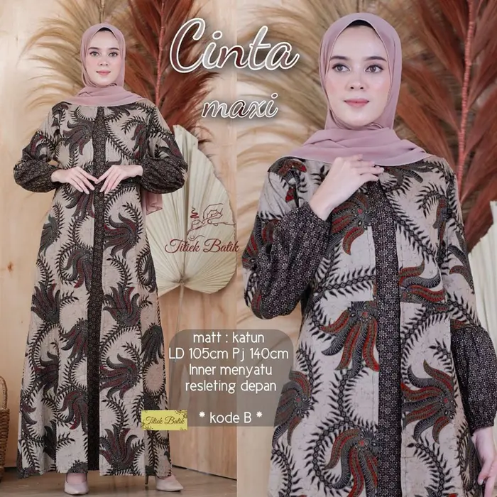 Gambar Baju dress gamis cardi wanita jumbo ld 120 batik katun motif kobes dari tabasama Kota Pekalongan 3 Tokopedia