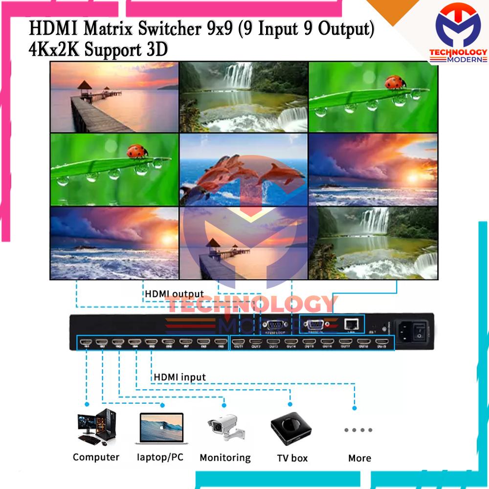 HDMI Matrix Switch 9x9 (9 Input 9 Output) 4K*2K Support 3D & LAN