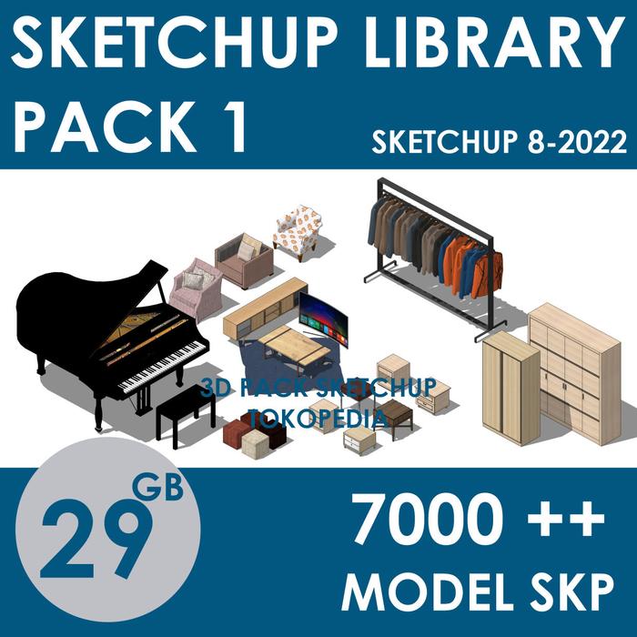 Gambar Sketchup Model Library Pack 01 dari 3D Pack Sketchup Kota Malang Tokopedia