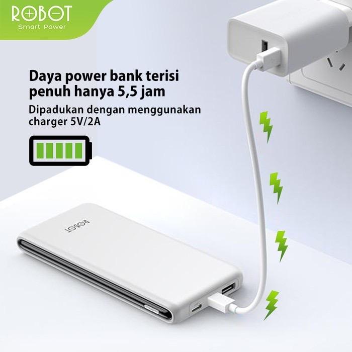 PowerBank ROBOT 10000mah RT180 2.1A Dual Input Port Type C 1