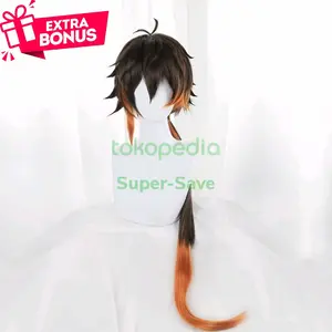 Wig Zhongli Genshin Rambut Palsu Cosplay