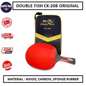 Bat Bet Pingpong Tenis Meja Double Fish CK-208 Original + Cover