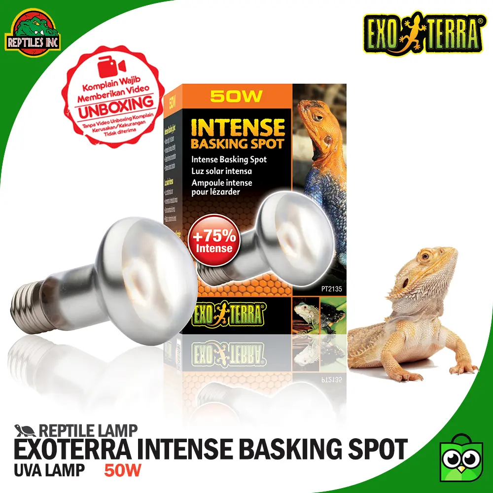 Exoterra Intense Basking Lamp  / Lampu UVA Penghangat Reptil Sulcata Kurakura BD