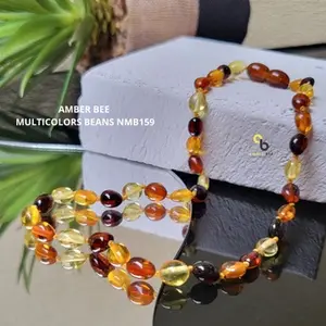 Kalung Amber Bayi Premium Glossy Multicolor Beans NMB159 By Amber Bee