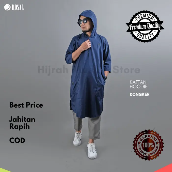 Gamis Hoodie Rompi Sholat kaos kurta jubah koko baju muslim pria ROSAL 1