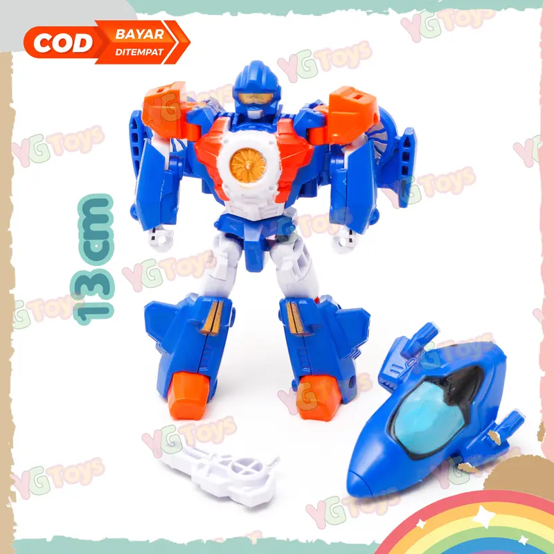 Boninitoys Mainan Robot Transformer Pesawat Jet Bisa Berubah 3