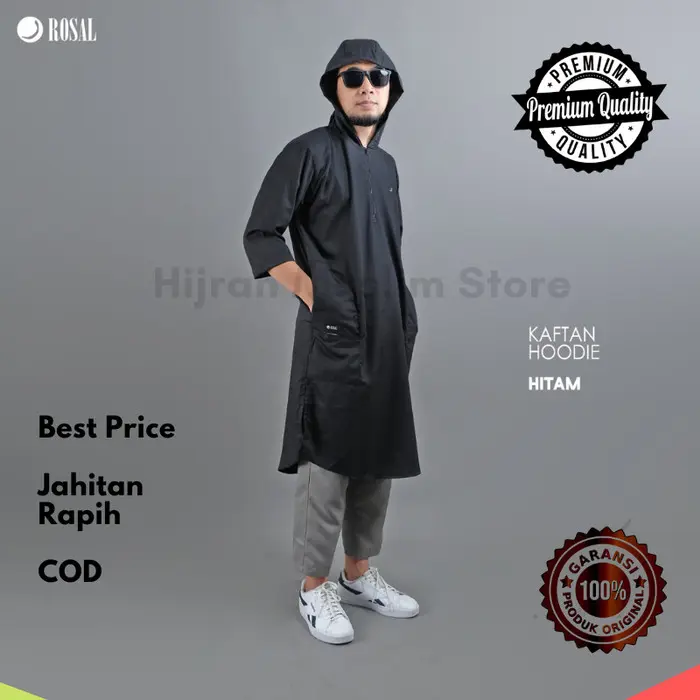 Gamis Hoodie Rompi Sholat kaos kurta jubah koko baju muslim pria ROSAL 0
