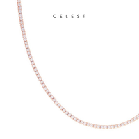 Gambar Celest - Two Prong Rose Gold Tennis Necklace Jewelry (Adjustable) | Kalung Emas Asli 18K Bersertifikat | Perhiasan 18 Karat Gold Plate | Kado Aksesoris Pernikahan Anniversary Ulang Tahun | Lapis Emas | Gift Box Mewah dari Celest Jewellery Kota Administrasi Jakarta Utara 3 Tokopedia