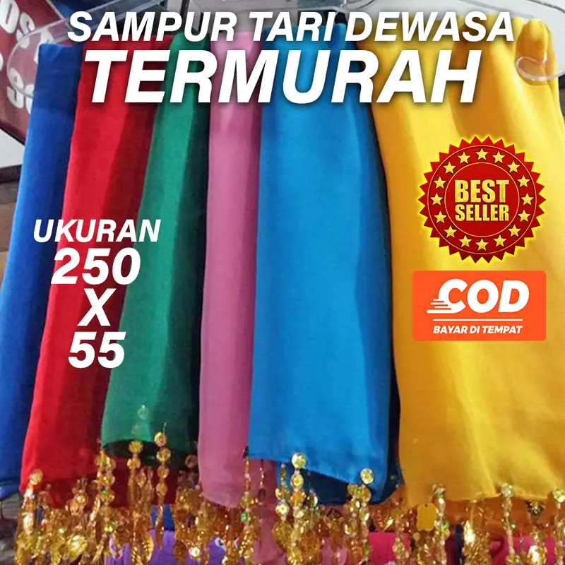 Sampur Tari 2,5 Meter Dewasa Selendang Tari Remo Gombyok Payet Sampur Gandrung Produsen Sampur 0