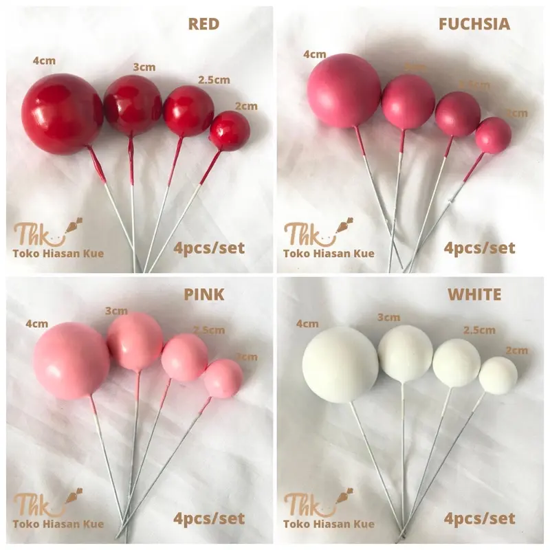 Cake Topper Hiasan Kue Bola Tusuk DOFF (4pcs/set) 3