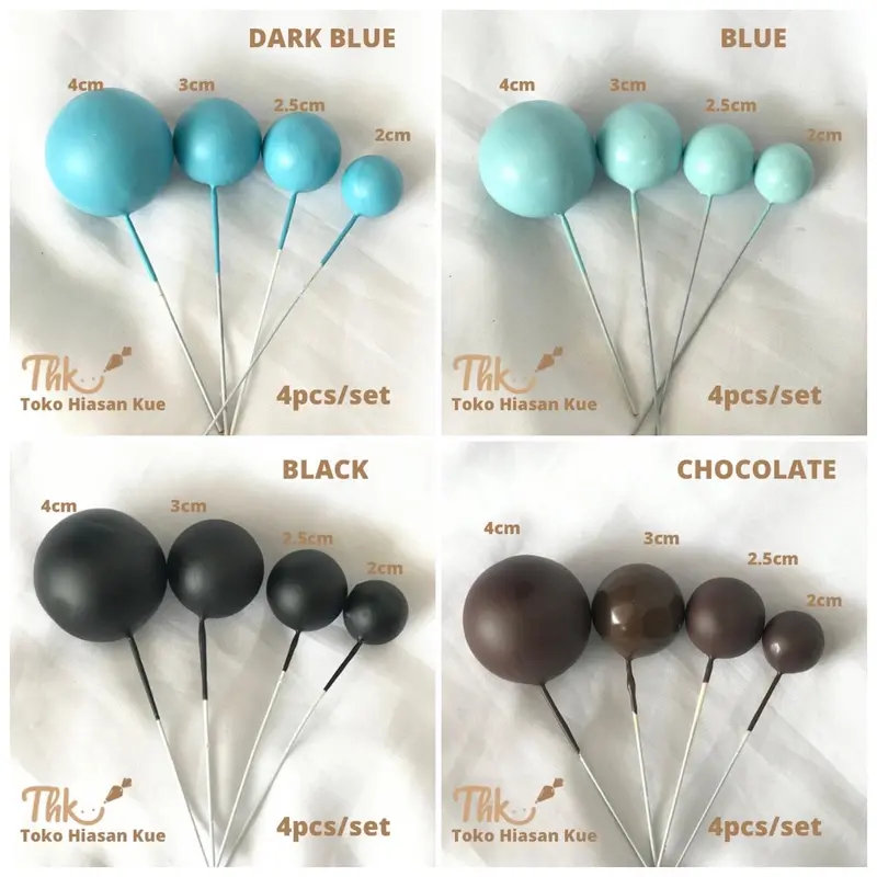 Cake Topper Hiasan Kue Bola Tusuk DOFF (4pcs/set) 1