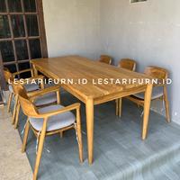 Gambar Meja Makan Minimalis Scandinavian dari lestarifurni Kab. Jepara 1 Tokopedia