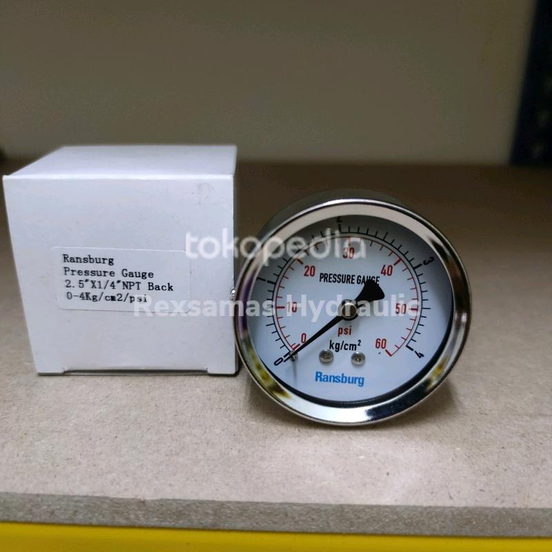 Pressure Gauge 2-5/8 Transmission Silver Face