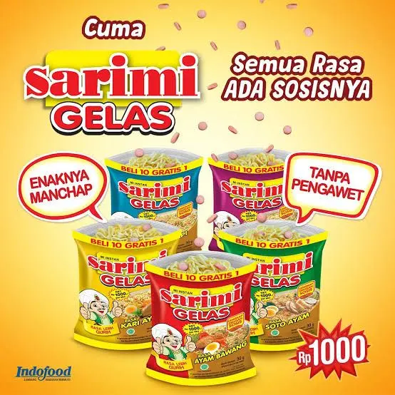 MIE GELAS SARIMI MI GELAS AYAM BAWANG BASO SAPI SOTO AYAM KARI AYAM 1