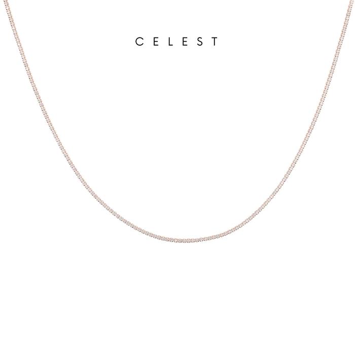 Gambar Celest - Two Prong Rose Gold Tennis Necklace Jewelry (Adjustable) | Kalung Emas Asli 18K Bersertifikat | Perhiasan 18 Karat Gold Plate | Kado Aksesoris Pernikahan Anniversary Ulang Tahun | Lapis Emas | Gift Box Mewah dari Celest Jewellery Kota Administrasi Jakarta Utara Tokopedia