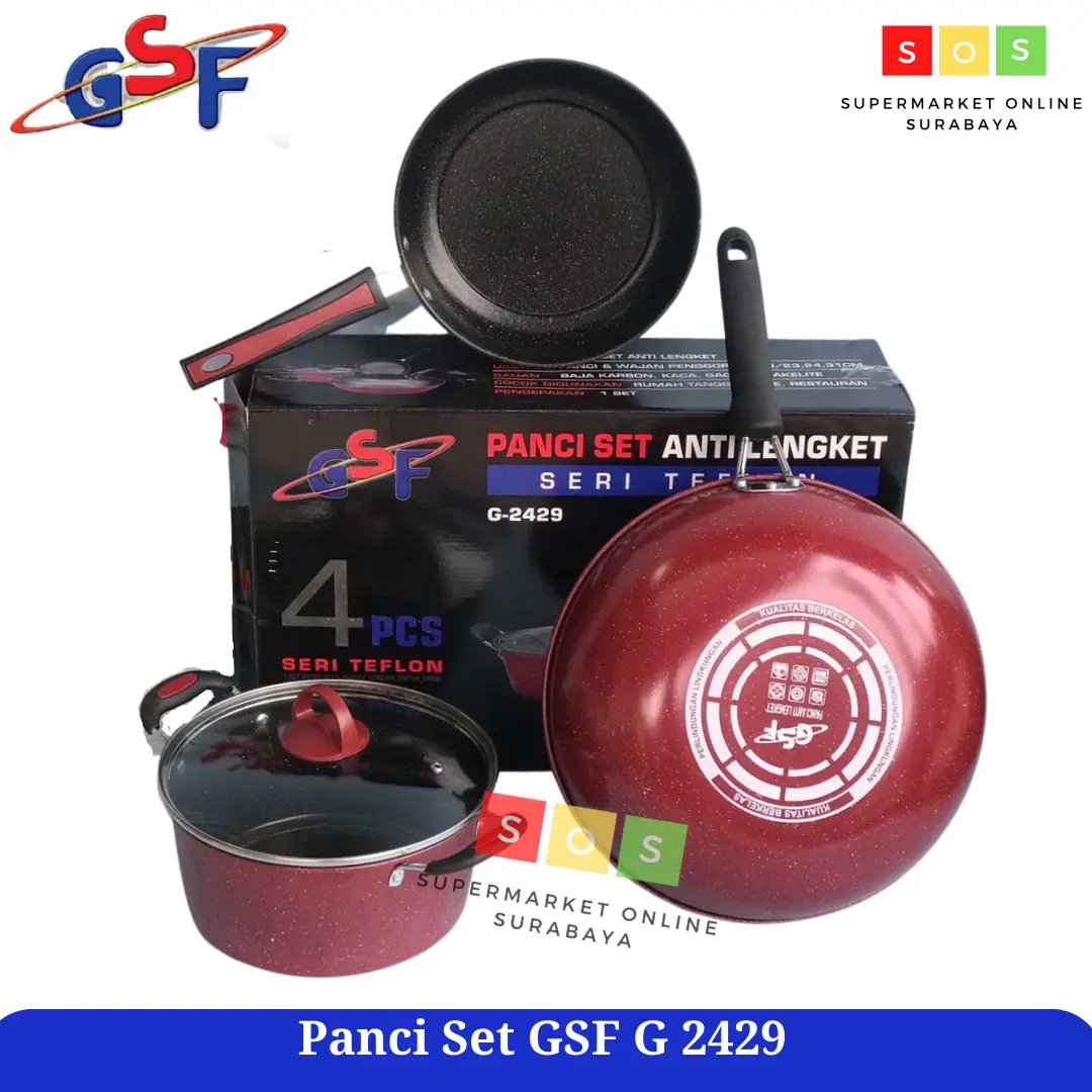 GSF Panci Set Teflon Wajan Penggorengan Serbaguna 4 Pcs GSF 2429