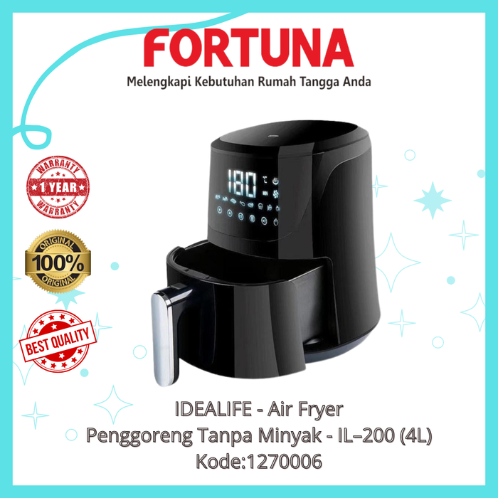 Gambar IDEALIFE - Air Fryer – Penggoreng Tanpa Minyak - IL–200 (4L) dari Fortuna Houseware Jogja Kota Yogyakarta Tokopedia