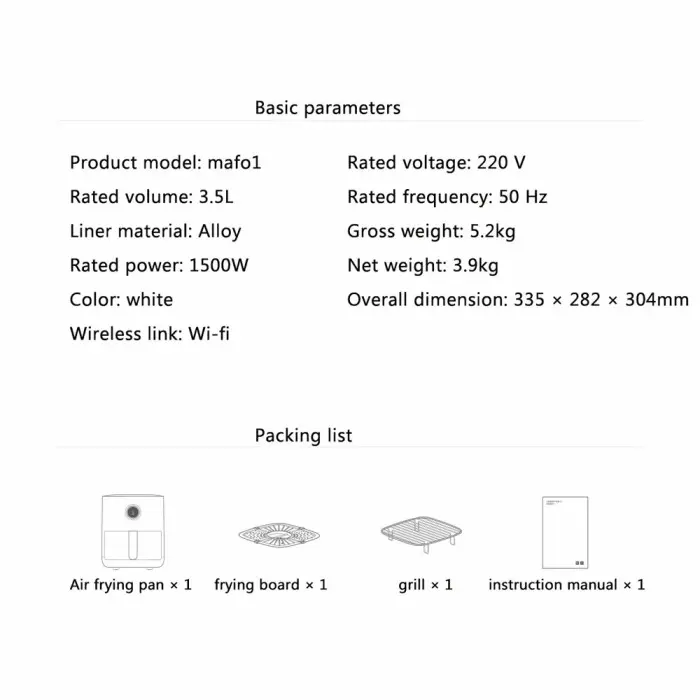 Mi Smart Air Fryer Mesin Penggoreng Udara Tanpa Minyak 3.5L 4