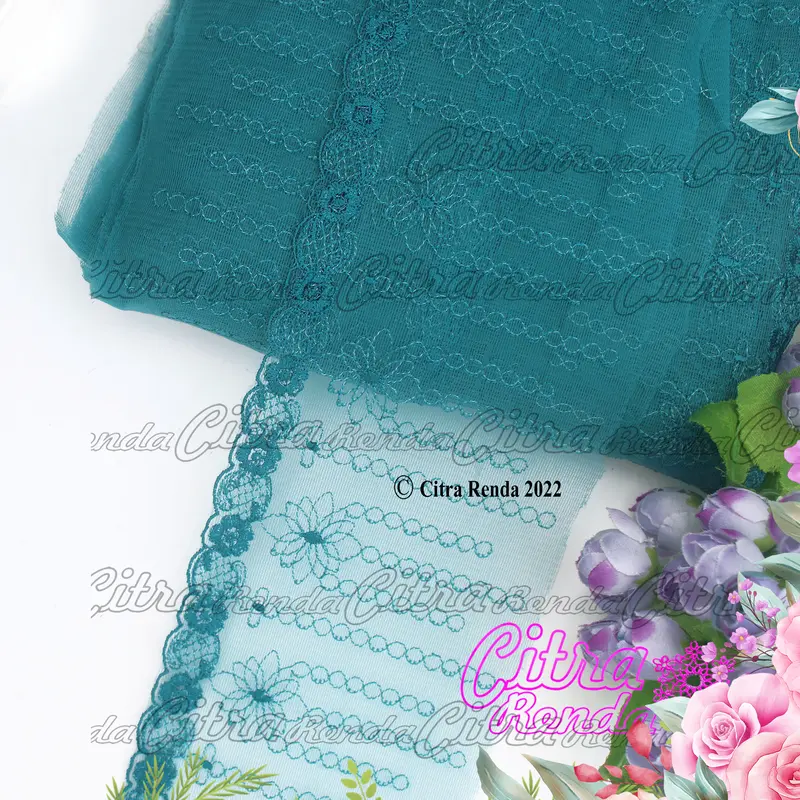 RDT232 (Per Meter) Renda Tile Biru Tosca Lebar 10Cm 0