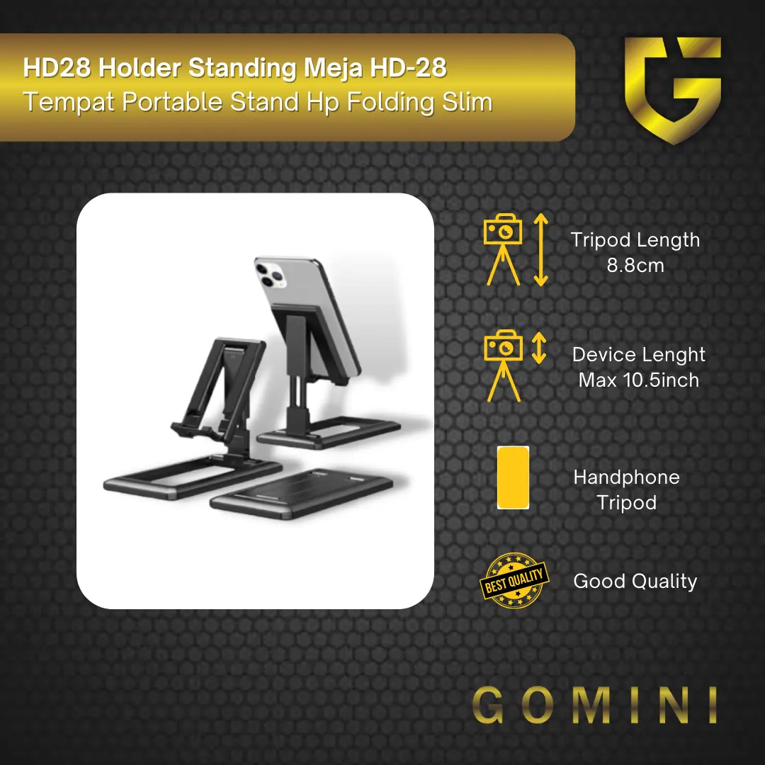 HD28 Holder Standing Meja HD-28 Tempat Portable Stand Hp Folding Slim