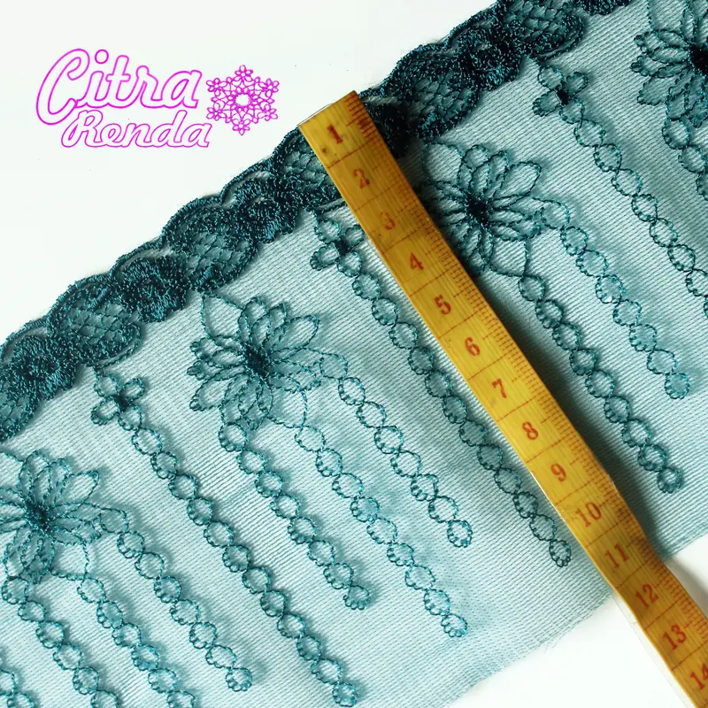 RDT232 (Per Meter) Renda Tile Biru Tosca Lebar 10Cm 3