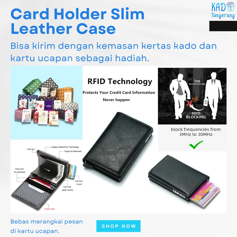 Card Holder Dompet Kartu Smart Wallet RFID Blocking PU Leather Cover